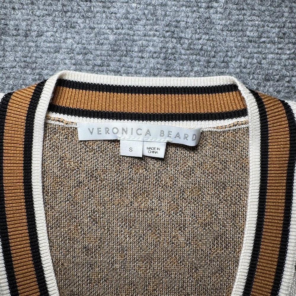 Veronica Beard Leopard Cheetah Print V-neck Pullover Sweater S Merino Wool Blend - Picture 5 of 13
